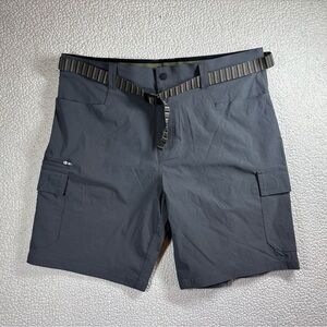 Orvis Voyager Trek Cargo Short’s Mens Charcoal Gray Belted 38 Secure Side Pocket